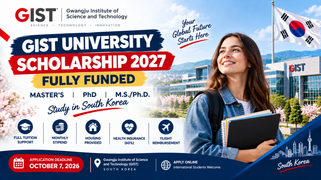 GIST University Scholarship 2027 in South Korea for international students