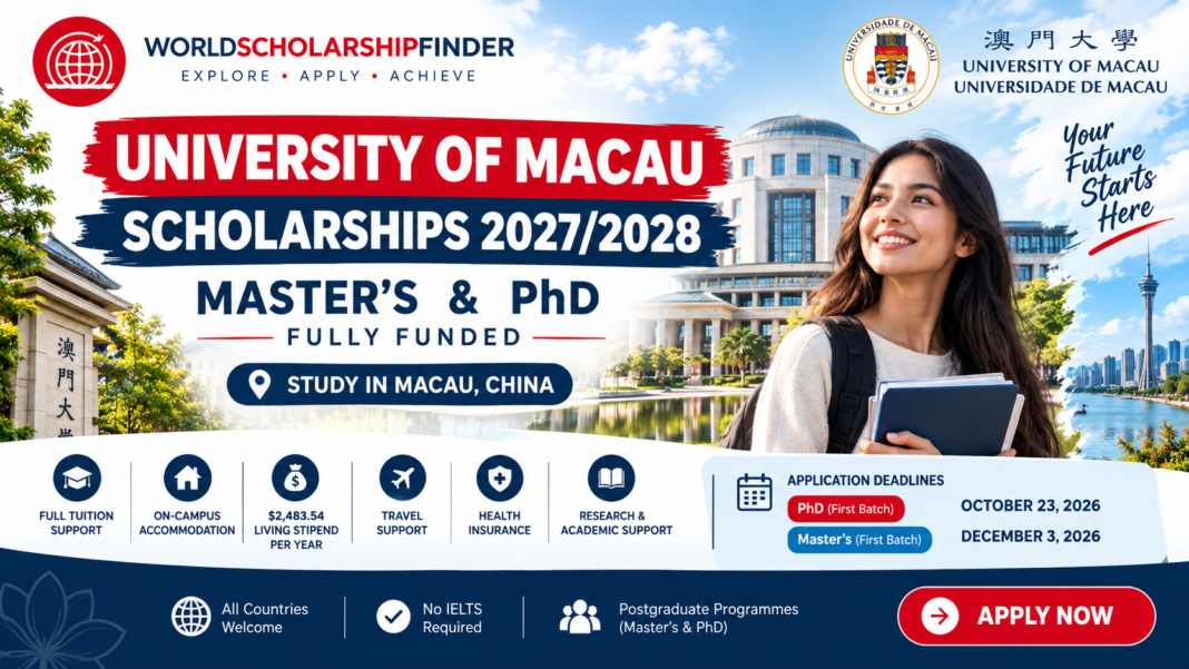 University of Macau Scholarships 2027 in China for international students